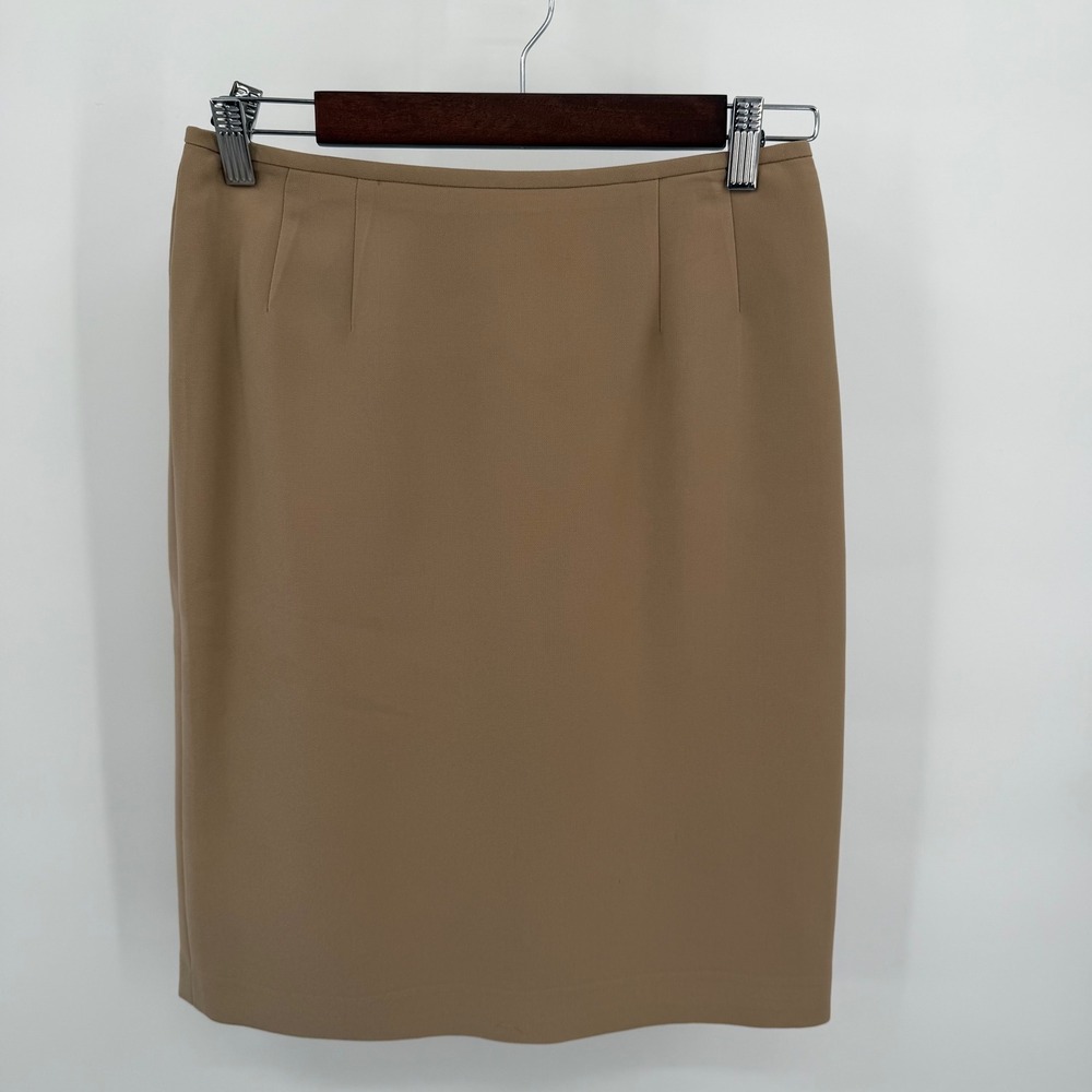Le‎ Suit Womens 4P Tan Pencil Lined Skirt Career Business Professional Workwear